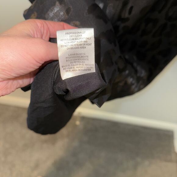 Vintage CHETTA B Evening Black Leopard Date Night Cocktail Dress Size 10 - Picture 3 of 6